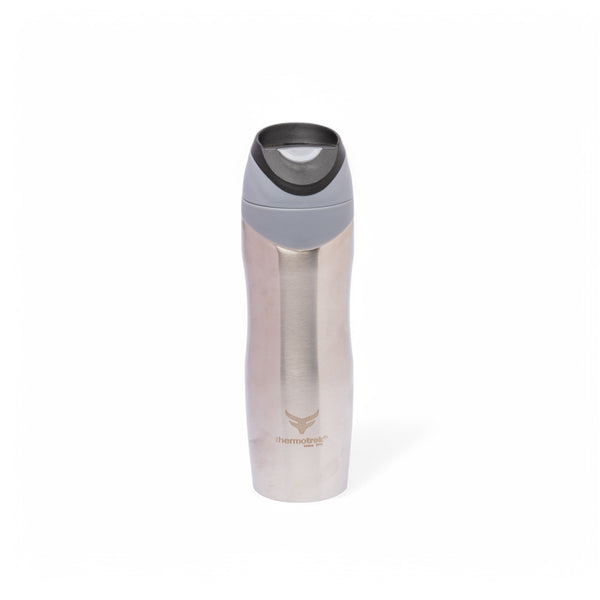 Thermotrek Stainless Steel Insulated Water Bottle with Flip-Top Lid - 15.2 oz (450ml), Brushed Stainless Steel