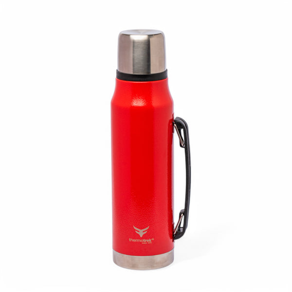 Stainless Steel Insulated Thermos with Handle - 33.8 oz (1000ml), Red