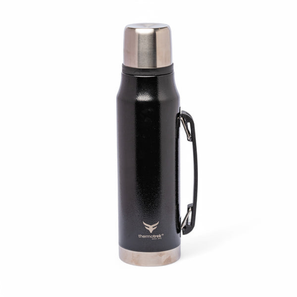 Stainless Steel Insulated Thermos with Handle - 33.8 oz (1000ml), Black