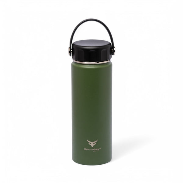 Stainless Steel Insulated Water Bottle with Screw-On Cap - 20 oz (590ml), Military Green