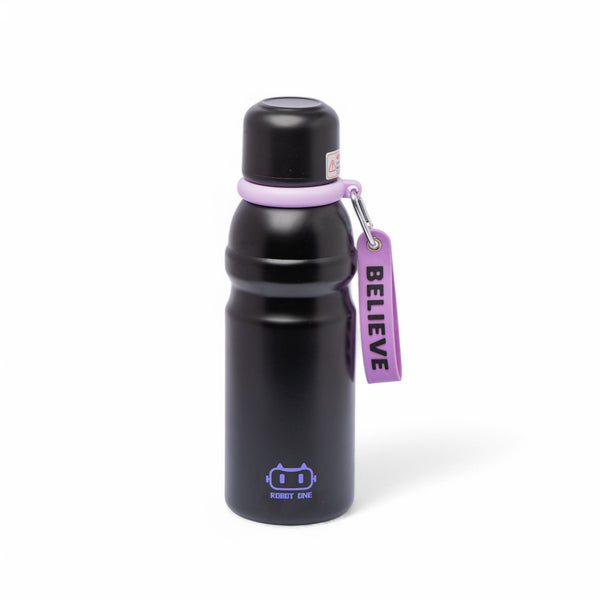 Stainless Steel Insulated Water Bottle with Screw-On Cap - 20.3 oz (600ml), Black