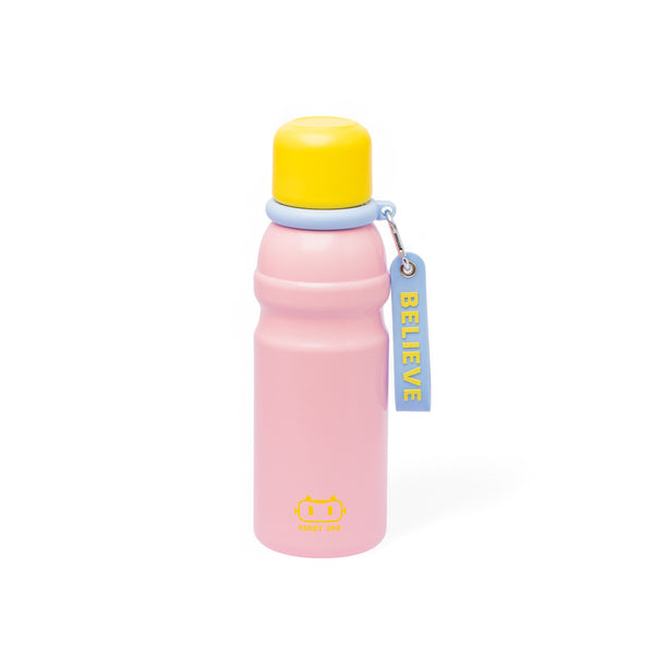 Stainless Steel Insulated Water Bottle with Screw-On Cap - 20.3 oz (600ml), Pink/Yellow Cup